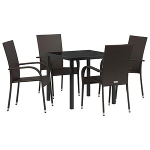 vidaXL Ensemble de salle à manger pour jardin 5 Pièces Marron Poly rotin
