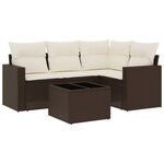 vidaXL Salon de jardin avec coussins 5 Pièces marron résine tressée