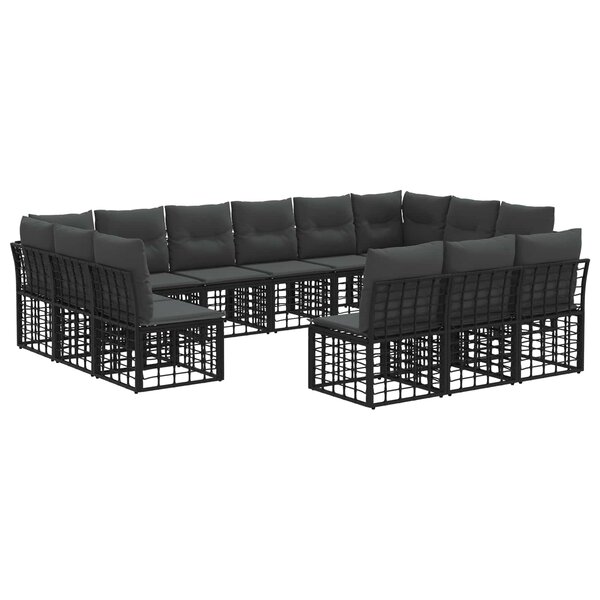 vidaXL Ensemble de canapés d'extérieur Noir et Gris foncé Polyester