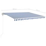 vidaXL Auvent automatique capteur de vent/LED 400x350 cm Bleu et blanc
