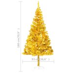 vidaXL Arbre de Noël artificiel pré-éclairé et boules doré 180 cm PET