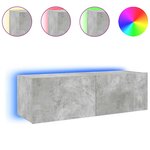 vidaXL Meuble TV mural avec lumières LED gris béton 100x35x31 cm