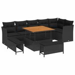 vidaXL Ensemble de canapé de jardin avec coussin 9 Pièces Noir