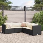 vidaXL Salon de jardin 5 Pièces avec coussins Noir Résine tressée