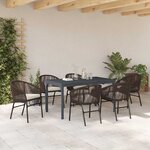vidaXL Ensemble de salle à manger pour jardin 7 Pièces Marron Poly rotin