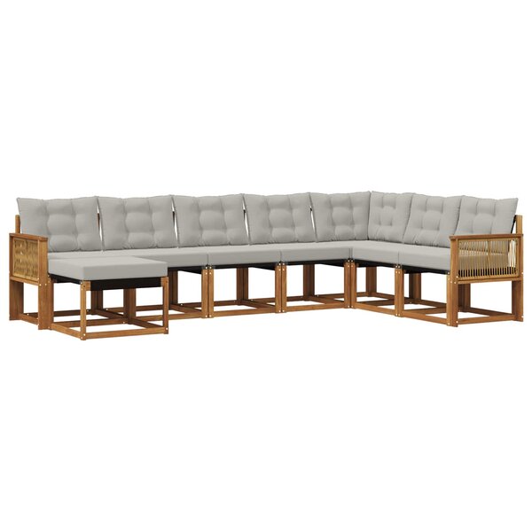 vidaXL Ensemble de canapés d'extérieur 8 pc Naturel et gris clair