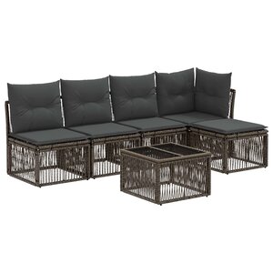 vidaXL Ensemble de canapé de jardin 6 Pièces Gris polyrotin