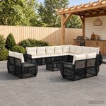 vidaXL Ensemble de canapé de jardin 13 pc Noir et blanc crème
