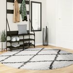 vidaXL Tapis shaggy à poils longs moderne crème et noir Ø 200 cm