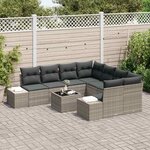 vidaXL Ensemble de canapé de jardin 9 Pièces Gris clair polyrotin