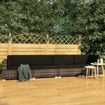 vidaXL Salon de jardin 4 Pièces avec coussins résine tressée gris