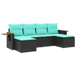 vidaXL Salon de jardin 6 Pièces avec coussins noir résine tressée