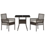 vidaXL Ensemble de salle à manger pour jardin 3 Pièces Marron Poly rotin