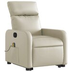 vidaXL Fauteuil inclinable de massage Crème Similicuir