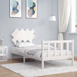 vidaXL Cadre de lit avec tête de lit blanc simple bois massif