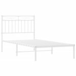 vidaXL Cadre de lit métal avec tête de lit blanc 90x200 cm