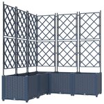 vidaXL Bac à fleurs avec Treillis 5 Pièces Gris 120 x 120 x 143 cm PP