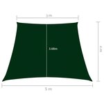 vidaXL Voile de parasol Tissu Oxford trapèze 3/5x4 m Vert foncé