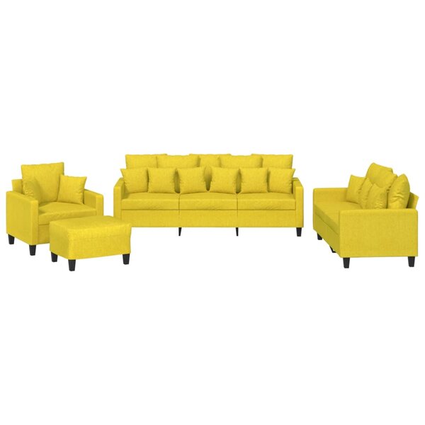 vidaXL Ensemble de canapés 4 Pièces avec coussins jaune clair tissu