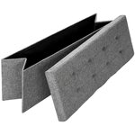 Banc coffre de rangement pliable tissu gris clair 2208146