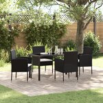 vidaXL Ensemble de salle à manger de jardin de 5 pièces avec coussins Noir Rattan Poly