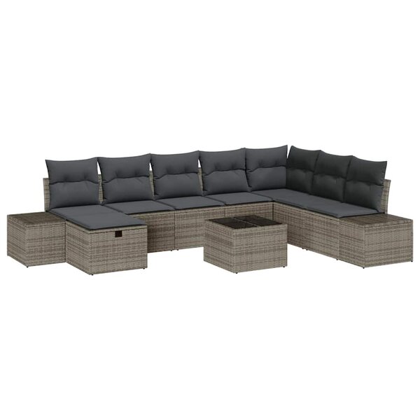 vidaXL Ensemble de canapé de jardin 9 Pièces Gris 55 x 62 x 69 cm