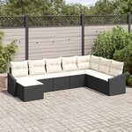 vidaXL Ensemble de salle à manger pour jardin 8 Pièces Noir  Crème
