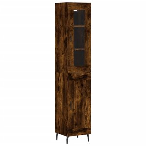 vidaXL Buffet haut Chêne fumé 34 5x34x180 cm Bois d'ingénierie