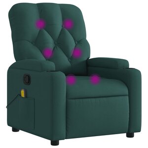 vidaXL Fauteuil inclinable de massage vert foncé tissu