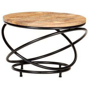 vidaXL Table basse Noir 60x60x40 cm Bois massif de manguier brut