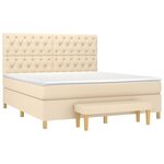 vidaXL Sommier à lattes de lit avec matelas Crème 160x200 cm Tissu