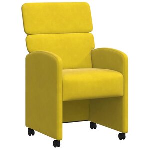 vidaXL Chaises de Salle à Manger avec Roues 2 pc Velours Jaune