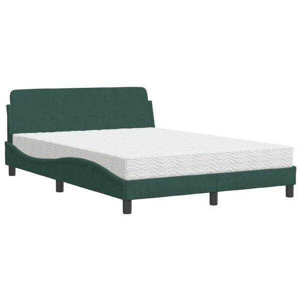 vidaXL Lit avec matelas vert foncé 140x200 cm velours