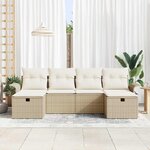 vidaXL Ensemble de canapé de jardin 6 Pièces Beige Poly rotin