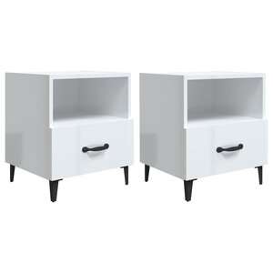 vidaXL Tables de chevet 2 Pièces Blanc brillant Bois d'ingénierie