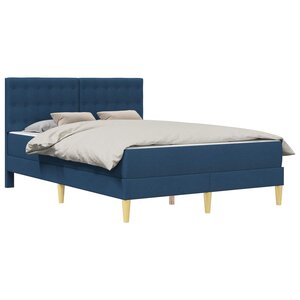 vidaXL Cadre de lit avec matelas Bleu 140 x 190 cm Tissu