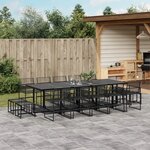 vidaXL Ensemble à manger de jardin 15 Pièces noir résine tressée