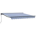vidaXL Auvent Rétractable Bleu et Blanc 350x250 cm tissu