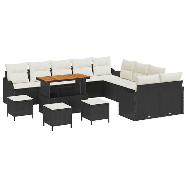 vidaXL Ensemble de canapé de jardin 14 Pièces Noir polyrotin
