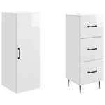 vidaXL Ensemble de Meubles 2 Pièces Blanc brillant 33 x 34 5 x 90 cm