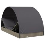 vidaXL Transat 2 places avec toit rond gris 211x112x140 cm