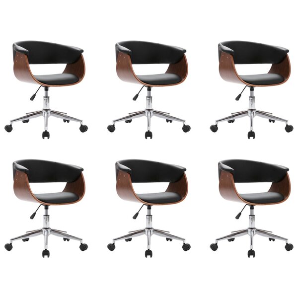vidaXL Chaises pivotantes à manger lot de 6 noir similicuir