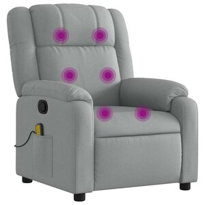 vidaXL Fauteuil inclinable de massage gris clair tissu