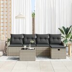 vidaXL Ensemble de canapé de jardin 6 Pièces Gris clair Poly rotin