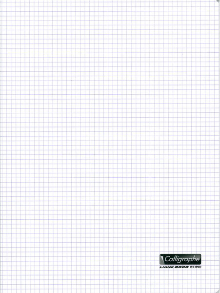 Cahier piqué POLYPRO 24x32cm 48p Q.5X5 90g Couleurs aléatoires CALLIGRAPHE