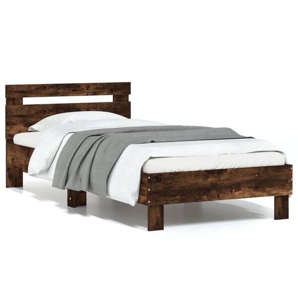 vidaXL Cadre de lit sans matelas avec tête de lit chêne fumé 75x190 cm