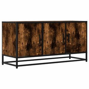 vidaXL Meuble TV chêne fumé 100x35x50 cm bois d'ingénierie et métal