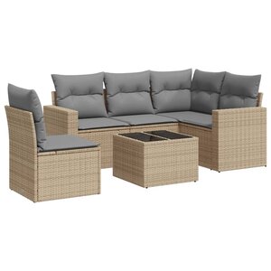 vidaXL Salon de jardin avec coussins 6 Pièces beige résine tressée