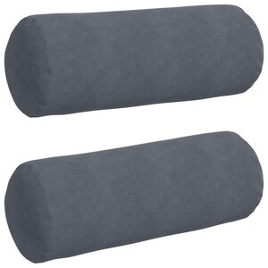 vidaXL Coussins d'accent 2 Pièces Gris foncé Ø 25 x 70 cm