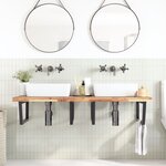 vidaXL Étagère de vasque murale acier et bois massif d'acacia